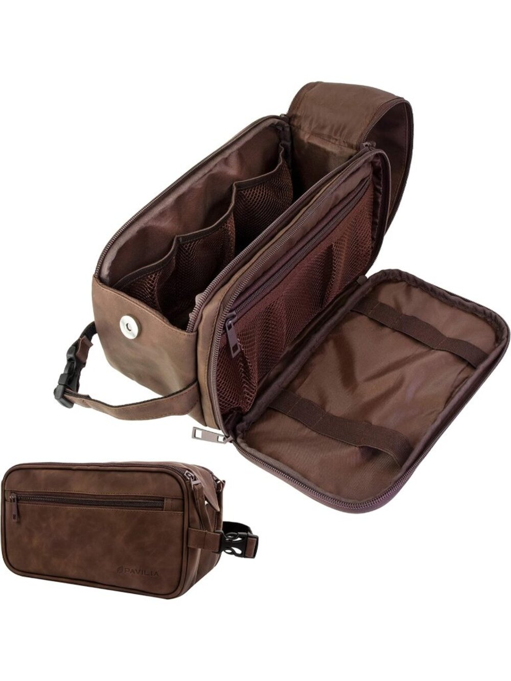 New Dark Brown Toiletry Bag for Men, Water-Resistant Dopp Kit & Organizer